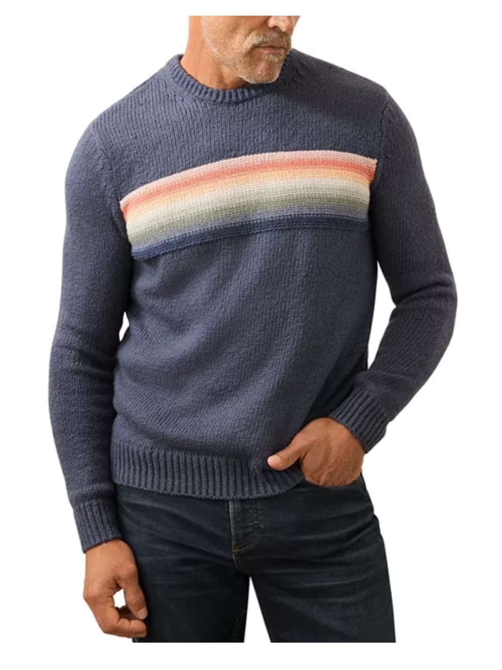 Faherty Brand Heirloom Crewneck Sweater Mens XL Navy Organic Cotton Cashmere
